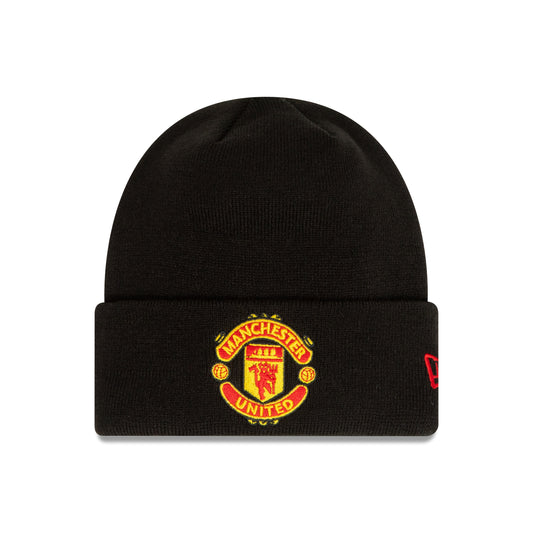 Manchester United FC Adults Black Cuff Knit Beanie