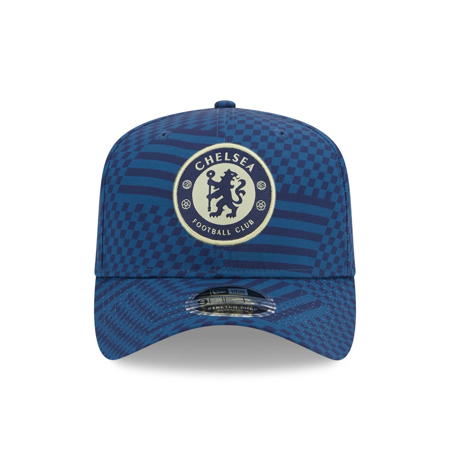 Chelsea FC Lion Crest All Over Print Blue 9FIFTY Stretch Snap Cap