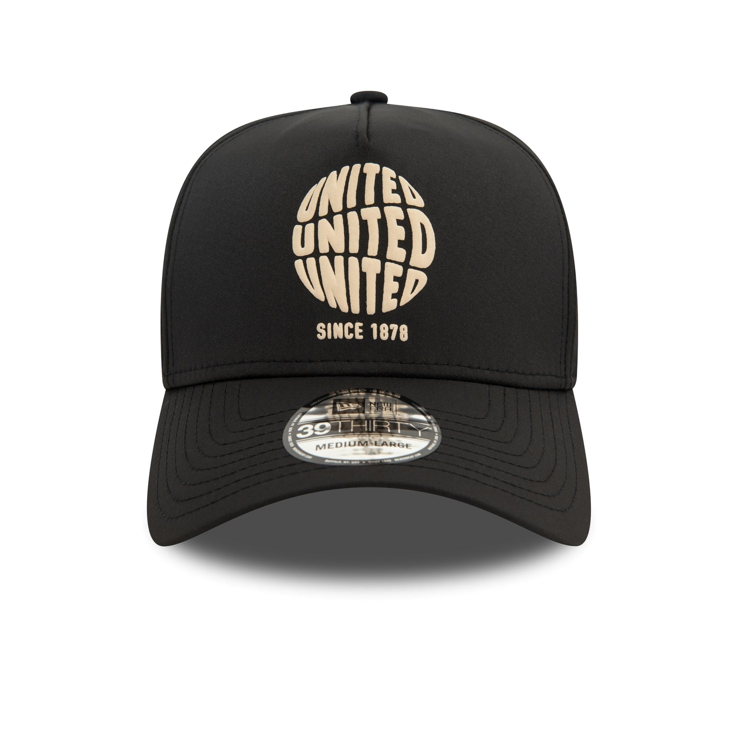 Manchester United FC Puff Print Black 39THIRTY Stretch Fit A-Frame Cap