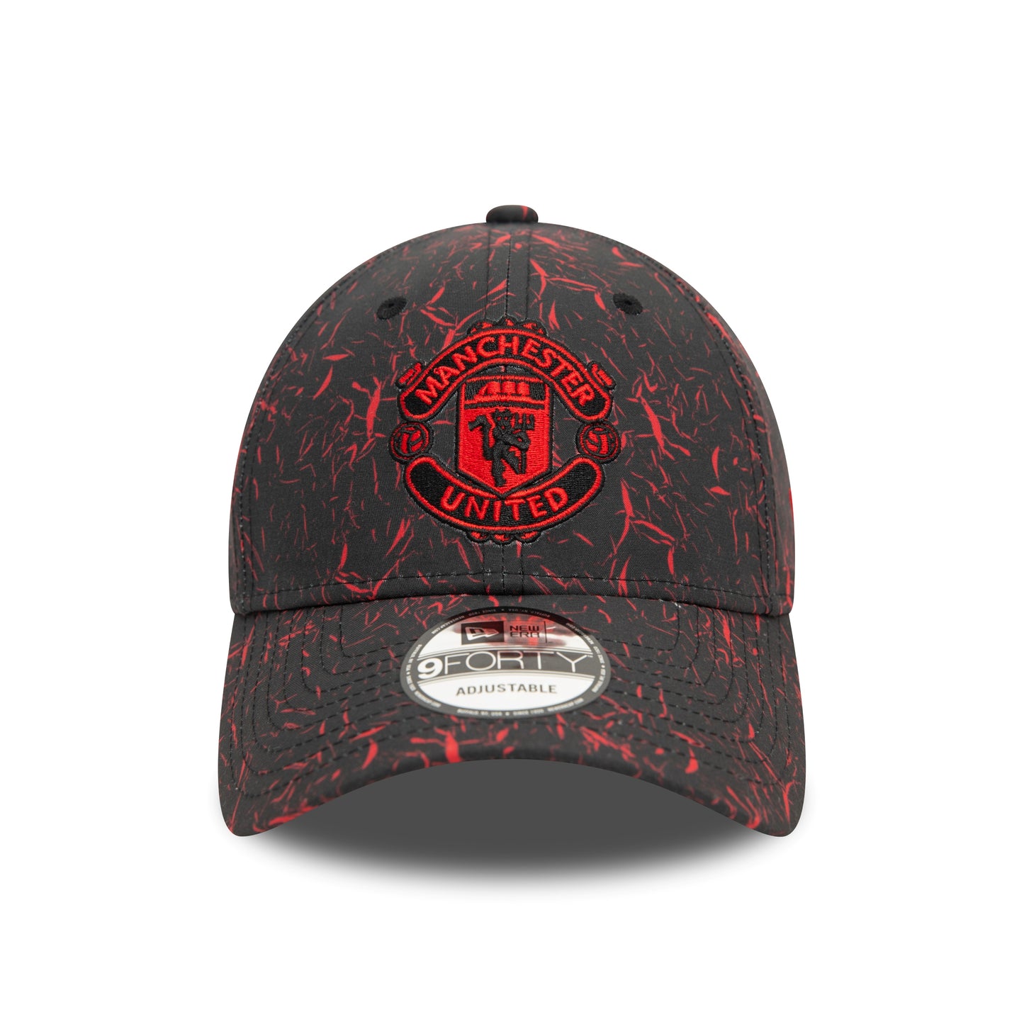Manchester United FC 9FORTY Crinkle All Over Print Black & Scarlet Cap