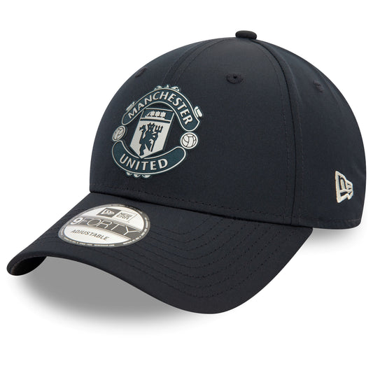 Manchester United FC Rubber Woven Navy 9FORTY Adjustable Cap - Unisex