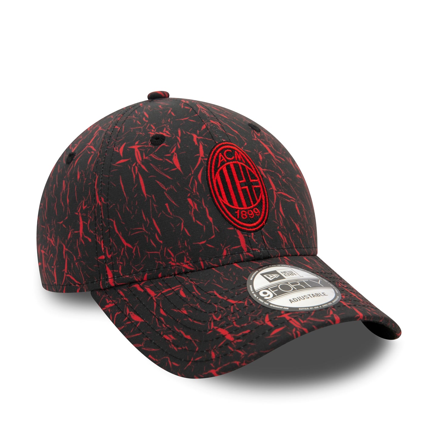 AC Milan Crinkle All Over Print Black 9FORTY Adjustable Cap - Unisex