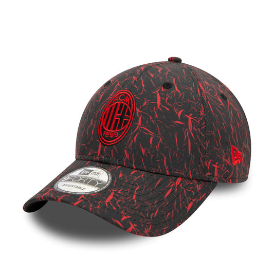 AC Milan Crinkle All Over Print Black 9FORTY Adjustable Cap - Unisex