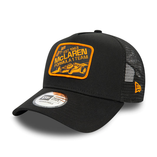 McLaren9FORTY Graphic Patch Black Trucker Hat - Unisex