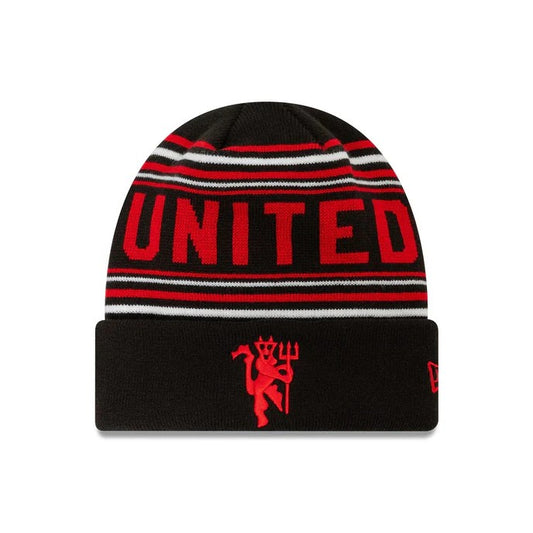 Manchester United FC Stripe Black Cuff Knit Beanie