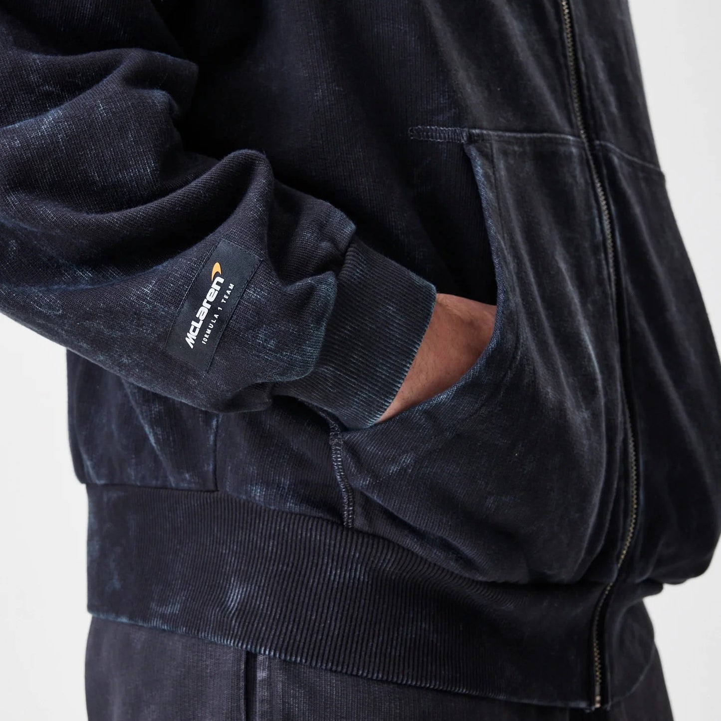 McLaren Racing Washed Black Oversized Full Zip Hoodie