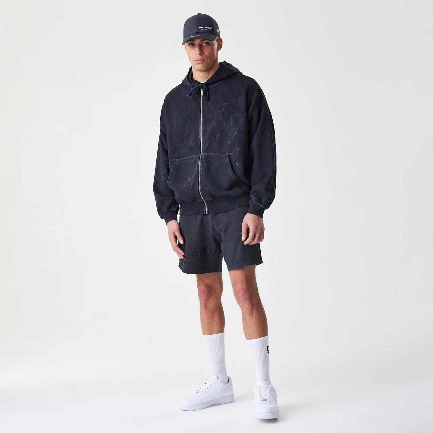 McLaren Racing Washed Black Oversized Full Zip Hoodie