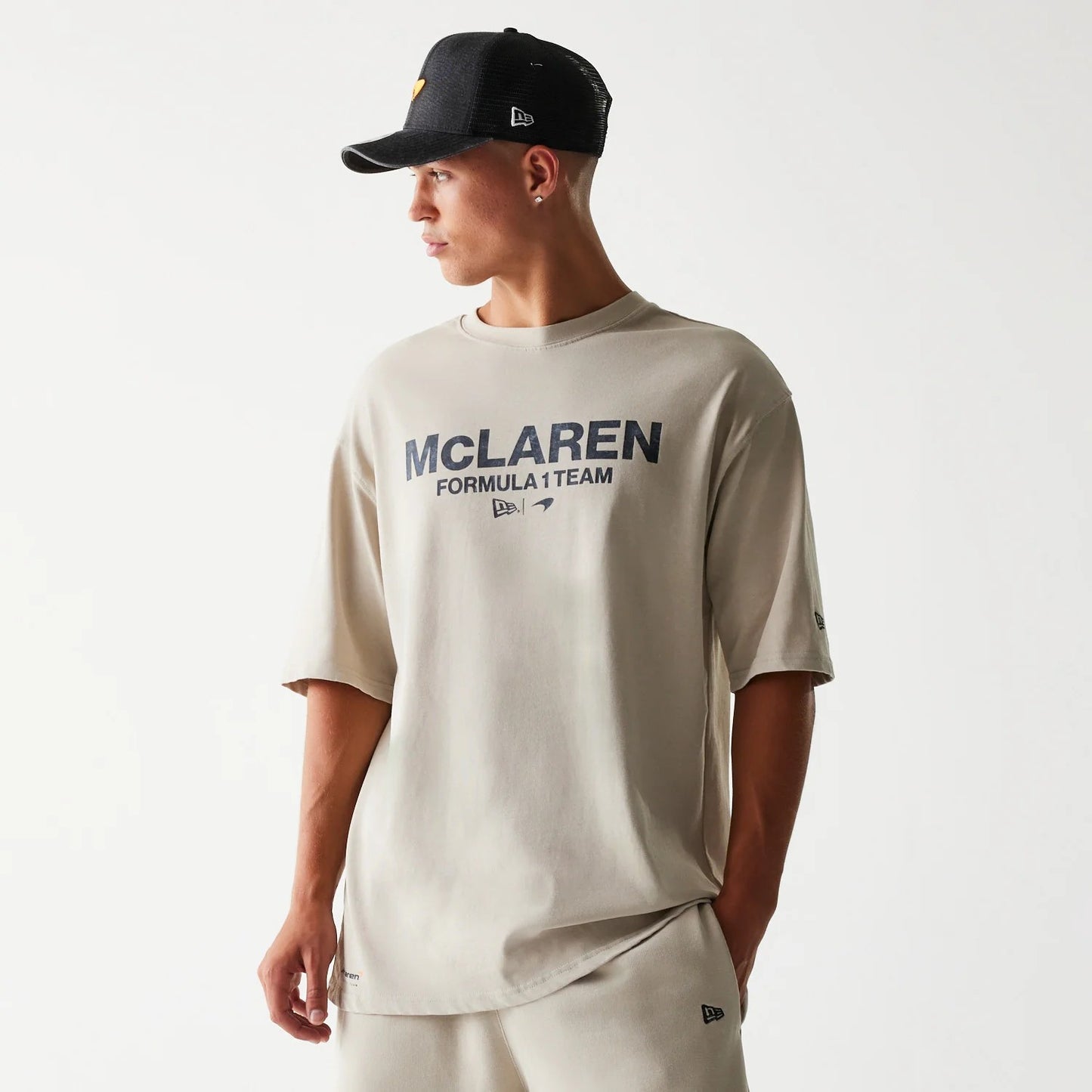 McLaren Racing Wordmark Light Beige Oversized T-Shirt