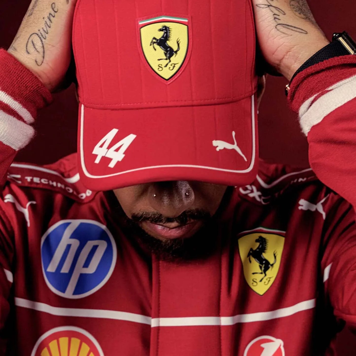 Scuderia Ferrari 2025 Lewis Hamilton Adults Driver Cap - Red