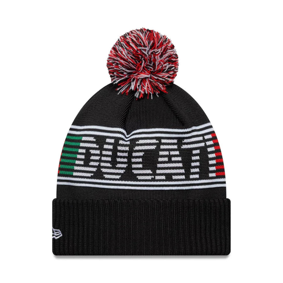 Ducati Motor Logo Black Bobble Knit Beanie Hat