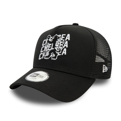 Kids Chelsea Wordmark Overlay Trucker Adjustable Cap - Black