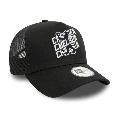 Kids Chelsea Wordmark Overlay Trucker Adjustable Cap - Black