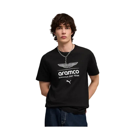 2026 Aston Martin Aramco F1 Mens Large Logo T-Shirt Black