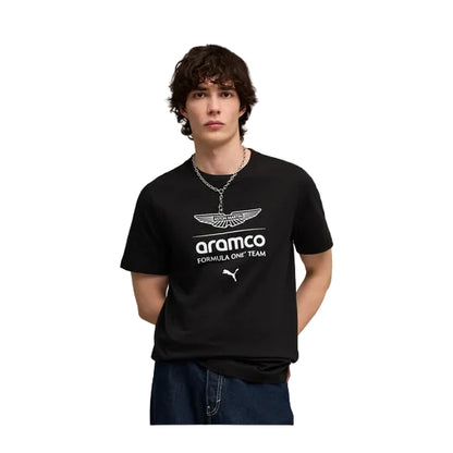 2026 Aston Martin Aramco F1 Mens Large Logo T-Shirt Black