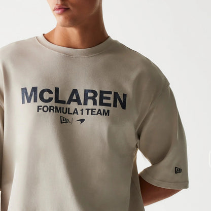 McLaren Racing Wordmark Light Beige Oversized T-Shirt