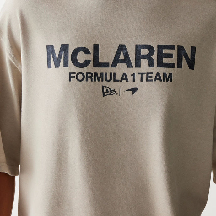 McLaren Racing Wordmark Light Beige Oversized T-Shirt