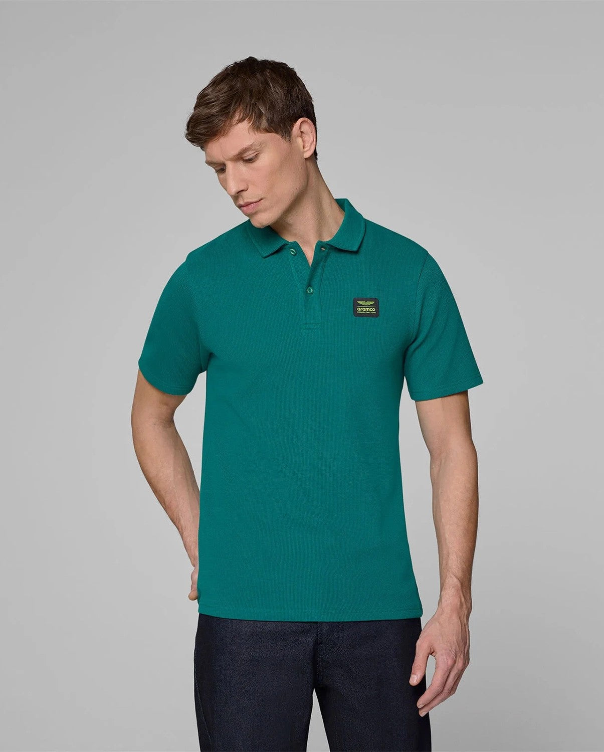 Aston Martin F1 Men's Tech Waffle Polo Shirt - Green