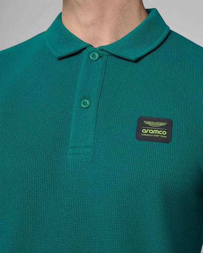 Aston Martin F1 Men's Tech Waffle Polo Shirt - Green