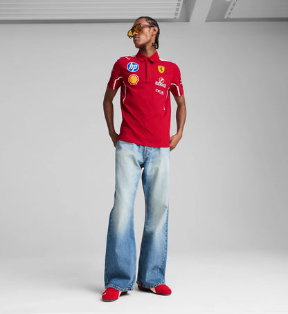 Scuderia Ferrari F1 Men's 2025 Team Polo Shirt - Dark Cherry
