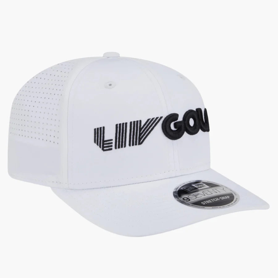 LIV Golf 2025 White 9SEVENTY Stretch Snap Adjustable Cap