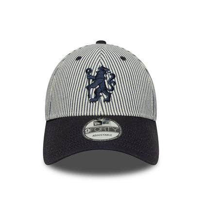 Chelsea FC Pinstripe 9Forty Cap Adults - Ivory/Navy - Unisex