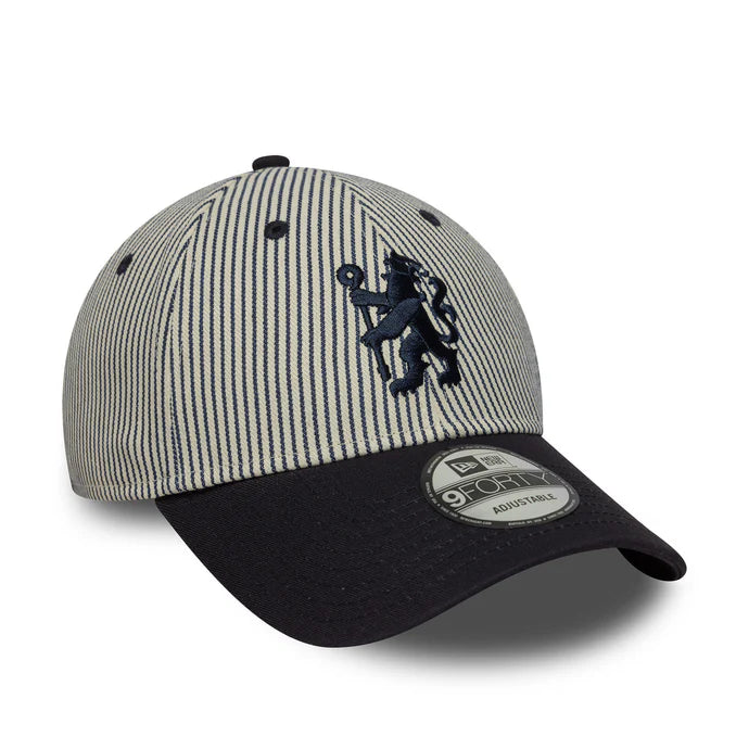 Chelsea FC Pinstripe 9Forty Cap Adults - Ivory/Navy - Unisex