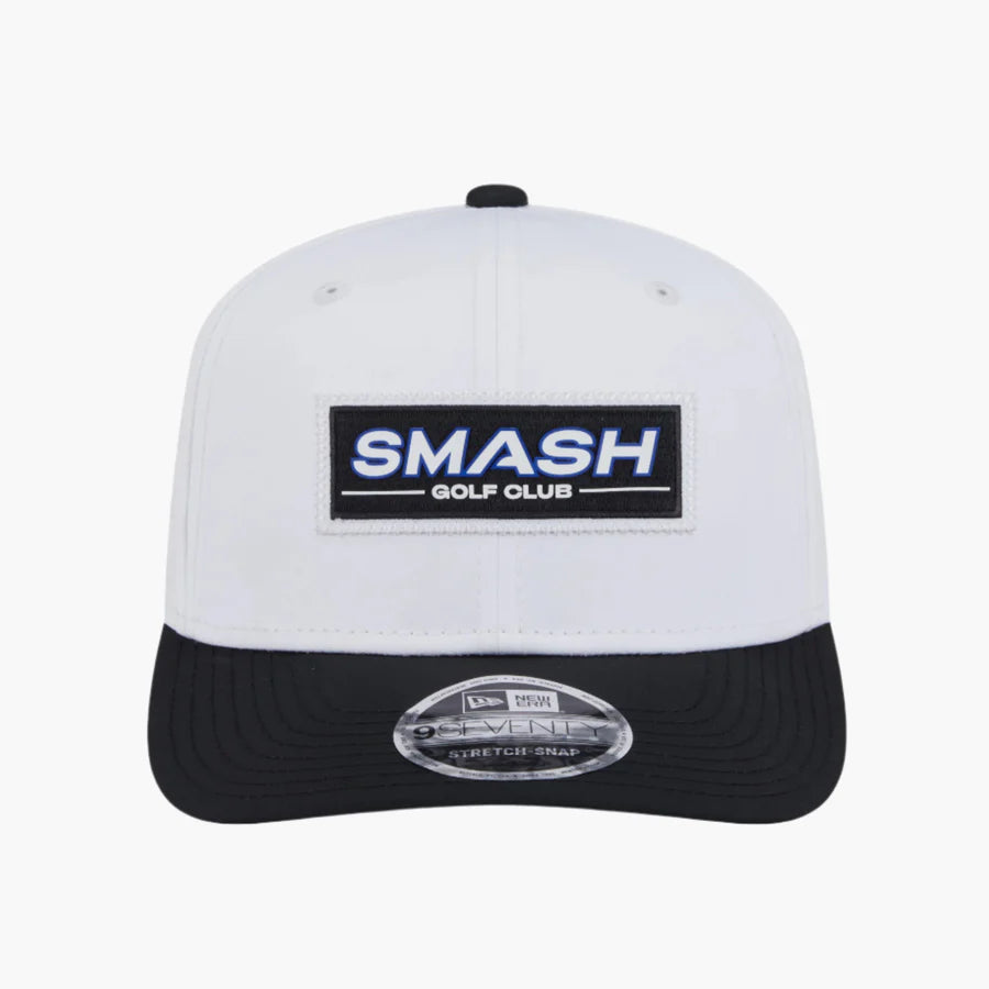 Smash Patch LIV Golf 2025 White 9SEVENTY Stretch Snap Adjustable Cap
