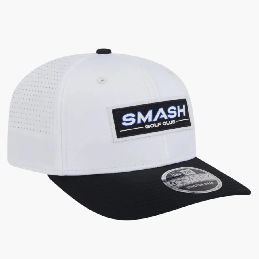 Smash Patch LIV Golf 2025 White 9SEVENTY Stretch Snap Adjustable Cap