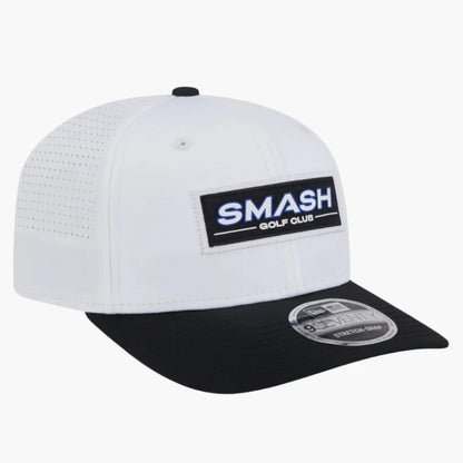 Smash Patch LIV Golf 2025 White 9SEVENTY Stretch Snap Adjustable Cap