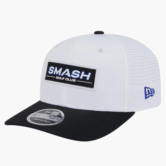 Smash Patch LIV Golf 2025 White 9SEVENTY Stretch Snap Adjustable Cap