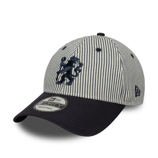 Chelsea FC Pinstripe 9Forty Cap Adults - Ivory/Navy - Unisex