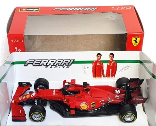 Bburago Ferrari SF21 #16 (Leclerc) Model Car - Scale 1:43