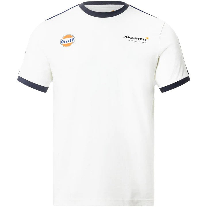 McLaren F1 Gulf Ringer Men's Taper T-Shirt - White – Xcelerate Sport